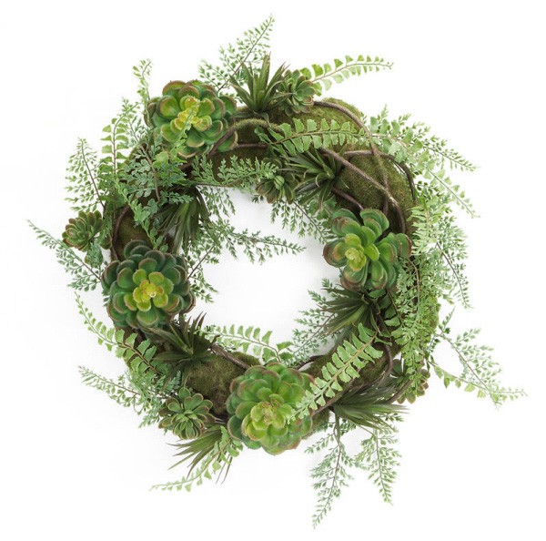 Melrose 22″ Green Red Hens Chicks Artificial Succulent Plant Wreath