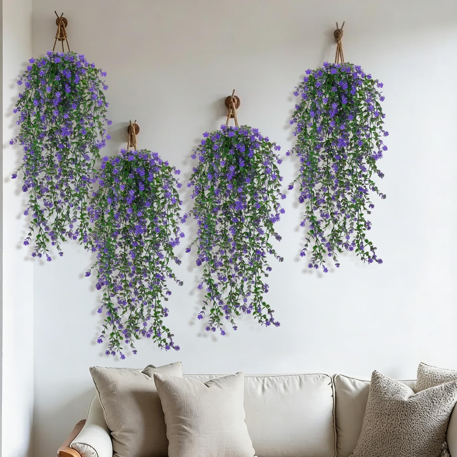 Artificial Hanging Flowers 30″ Long Faux Eucalyptus Vine 12 Pcs – UV Resistant