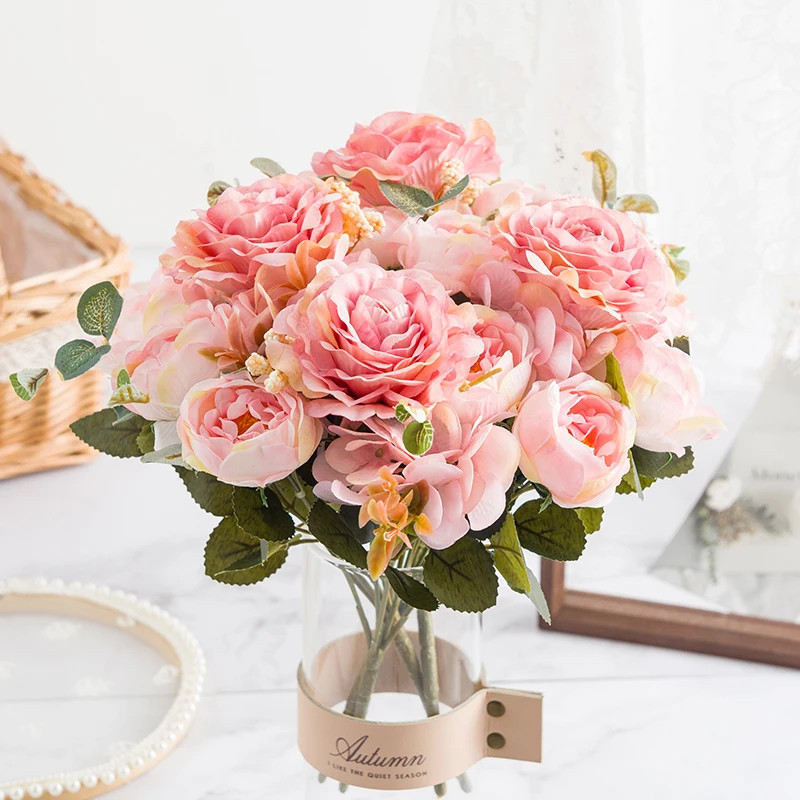 1pc 30CM Silk Peony Rose Bouquet Artificial Flowers for Wedding Home Christmas