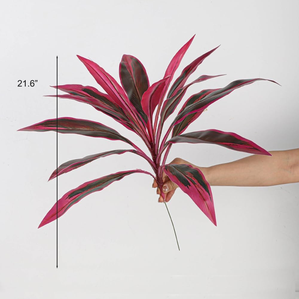 2 Pcs Artificial Cordyline Fruticosa Logs Tropcial Plant 21.6in Fake Dracaena…