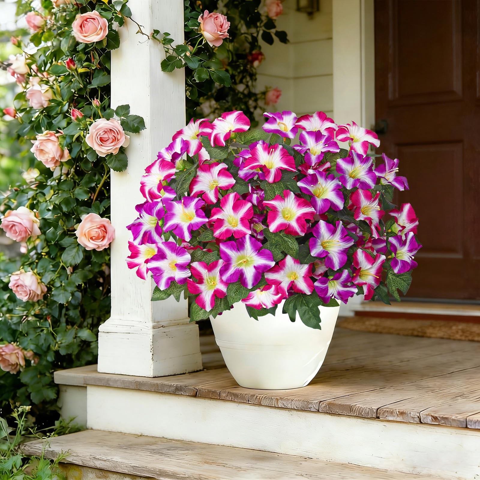 Faux Petunias Artificial Flowers for Outdoors 20.5 inch Large Petunias Fusia …