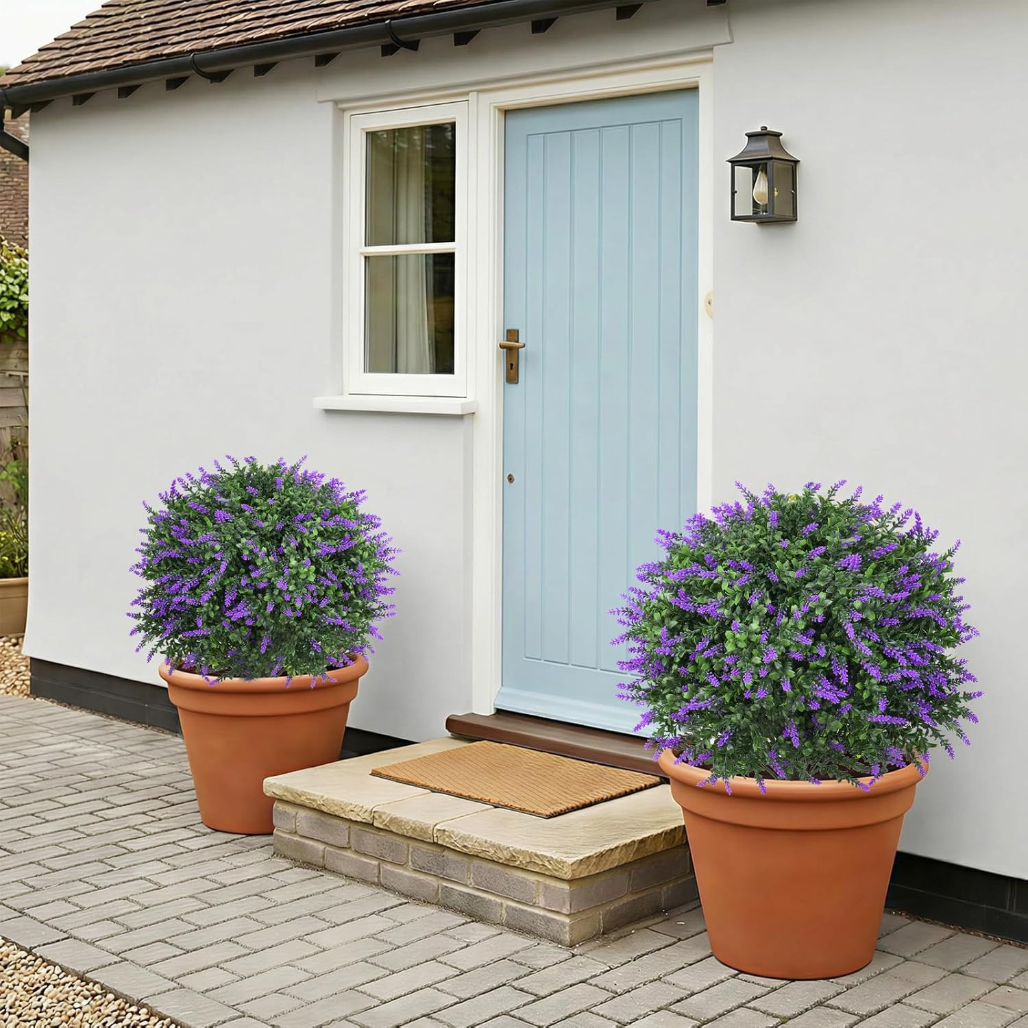 24″ UV Resistant Artificial Lavender Topiary Ball Trees – 2 Pack for Outdoor Dec
