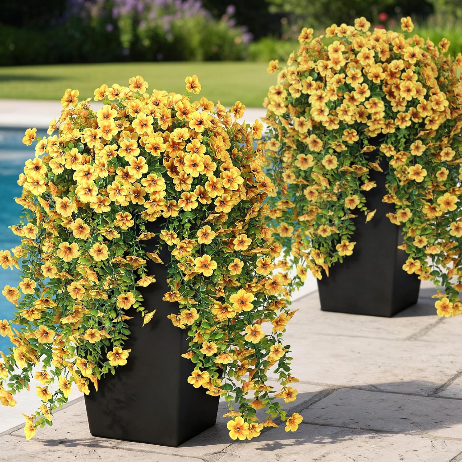 4 Bundles Artificial Hanging Morning Glory Flowers for Outdoor, Realistic Hangin