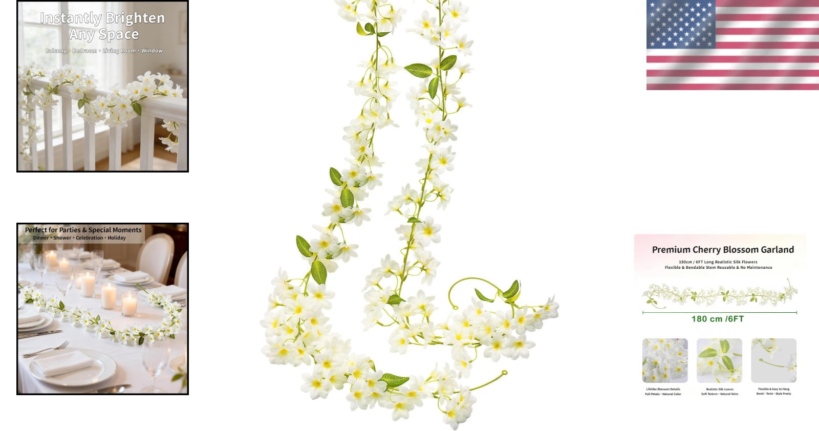 All-Season 6FT Artificial Silk Flower Garland Set – 2 Units for Indoor/Outdoor