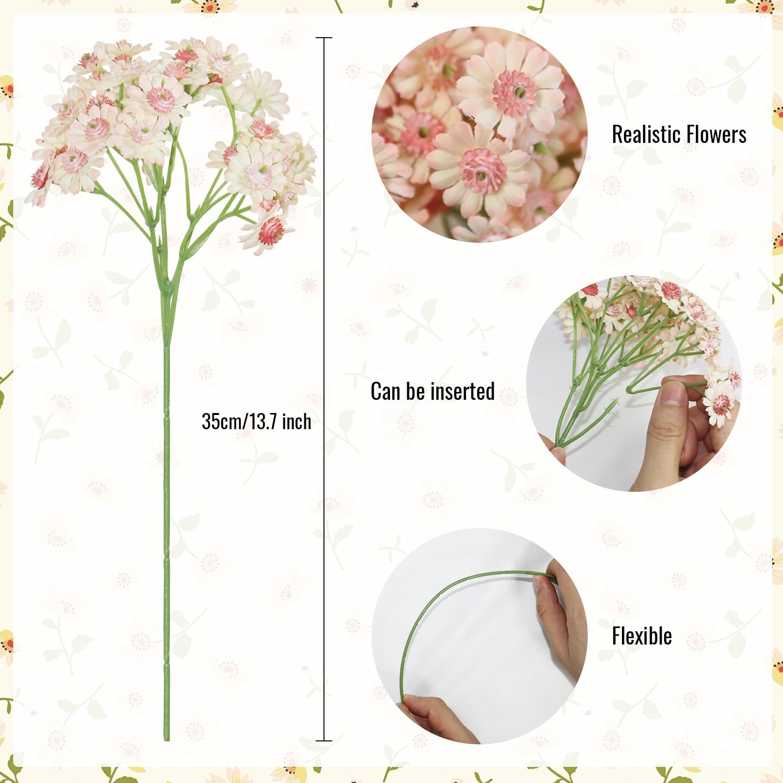 Artificial Daisy Flowers 10 Bundles,Fake Wildflowers with Stems for Wedding C…