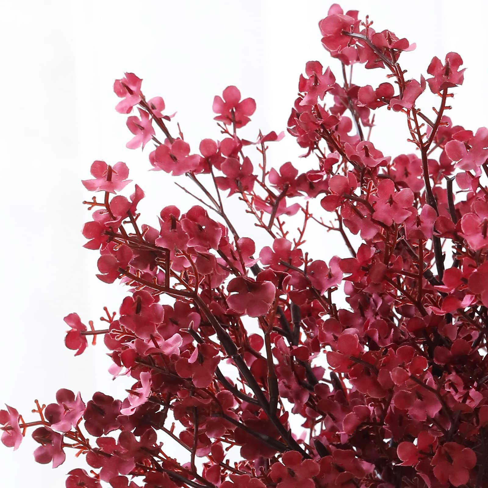 Babys Breath Artificial Gypsophila Flowers Fake Silk Burgundy Decor 10 PCS