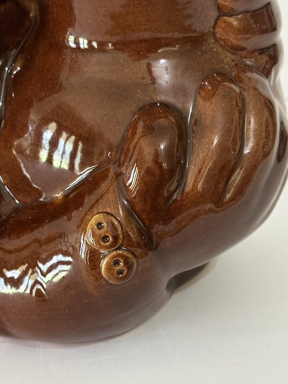 VTG handmade Russian planter Unique head Face 1941 Vase Flower Pot Brown Glaze