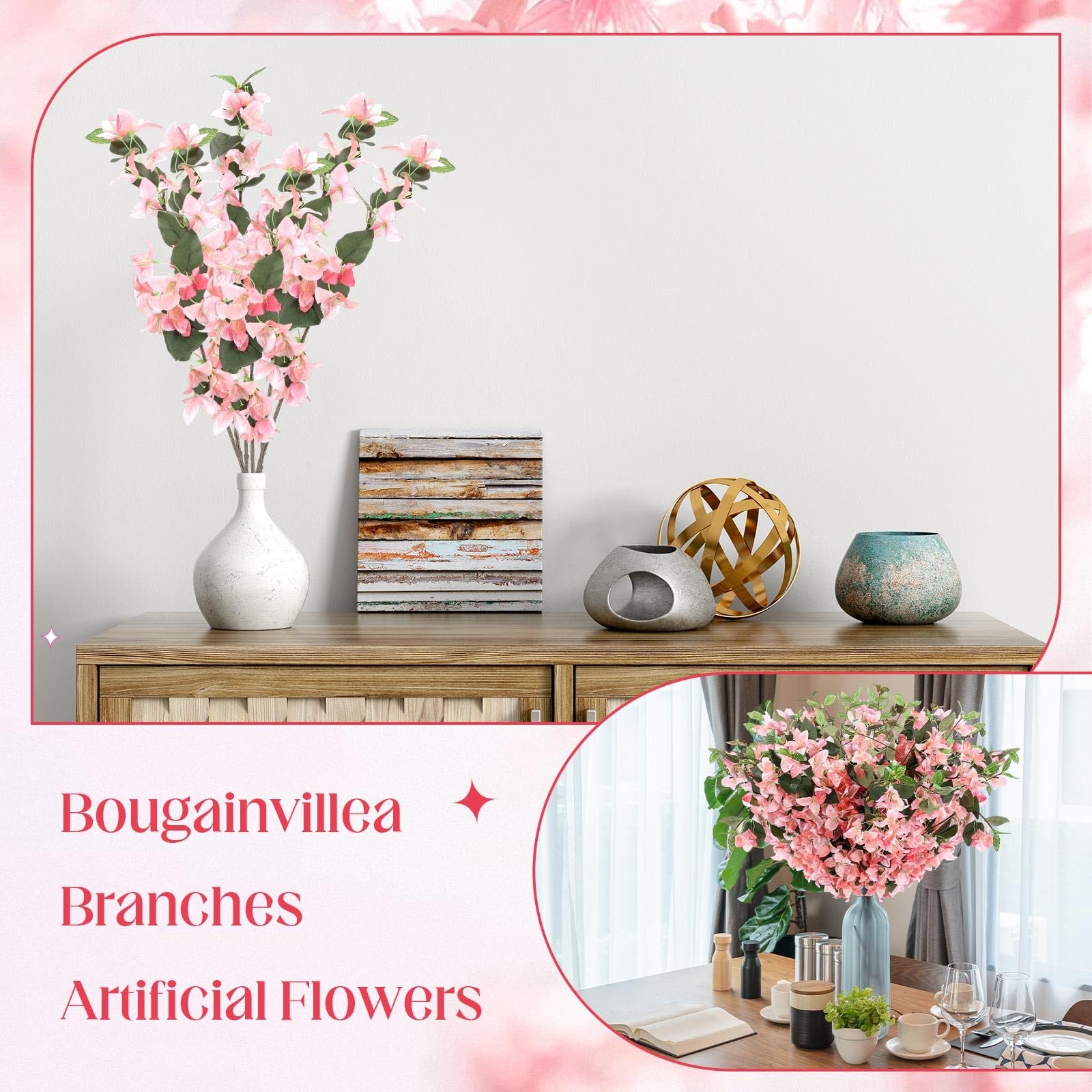 30 Pcs Artificial Faux Bougainvillea Fake Flower Silk Bougainvillea Branches …