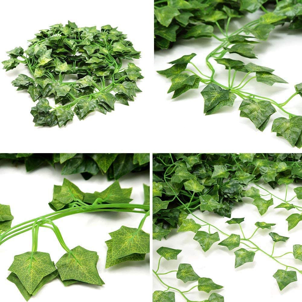 12 Pack Fake Vines for Room Decor Artificial Ivy Garland with Clip Green Flowers