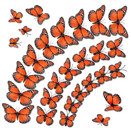 Monarch Butterfly Decorations, 60 Pcs 3D Artificial Monarch Butterfly Style