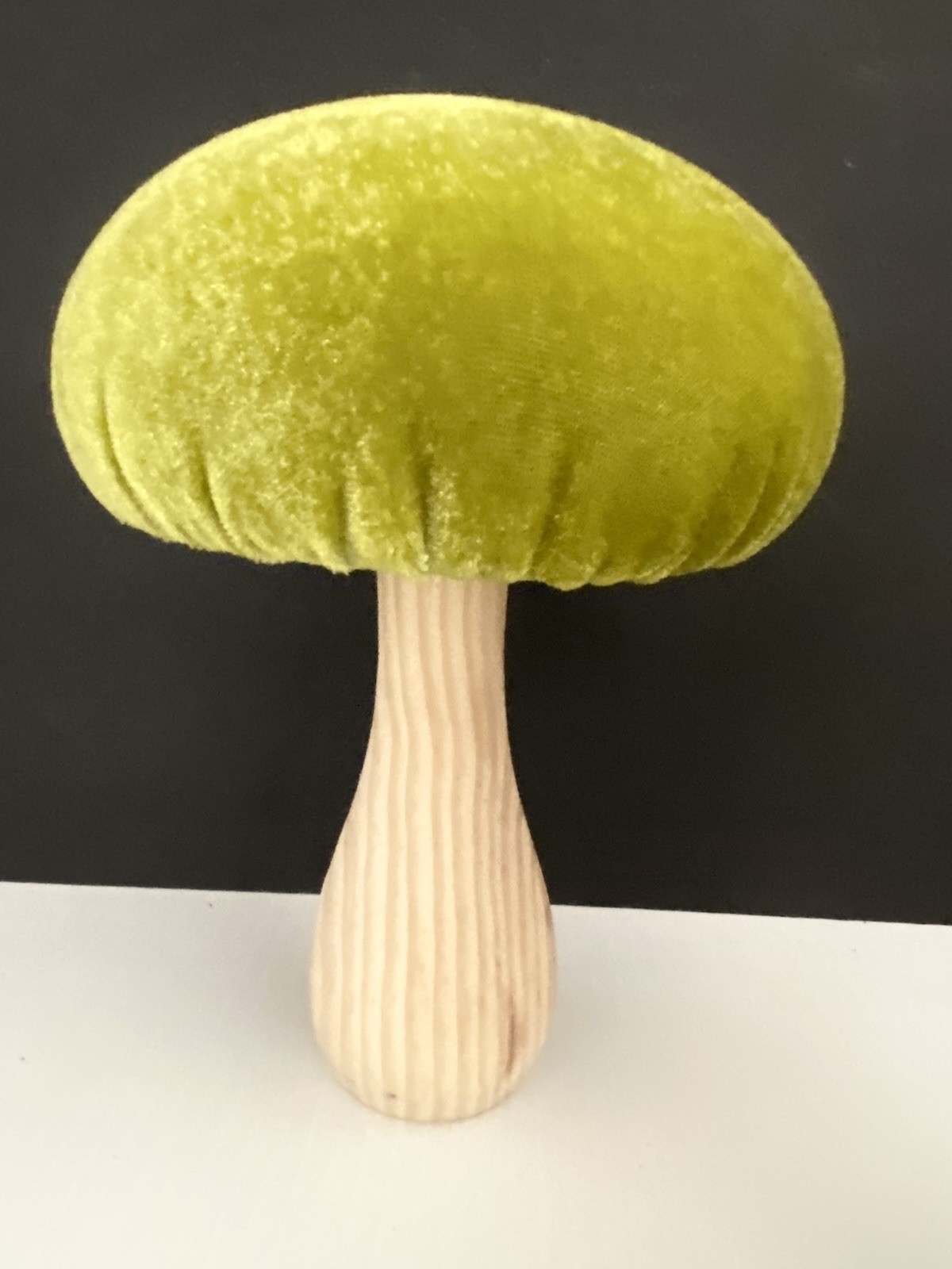 (2) Flora Bunda Green Velvet Mushroom Retro Mushrooms Shelf Sitter Spring Decor