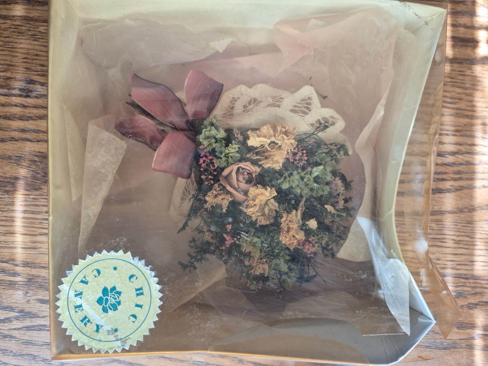 New in Box Vintage Deadstock Small Dried Preserved Flower Bouquet Wall Decor Rom