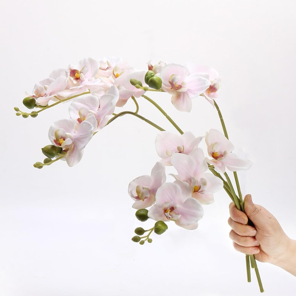 4-Pcs Artificial Flowers Real Touch Latex Phalaenopsis 17.7inch Artificial Orchi