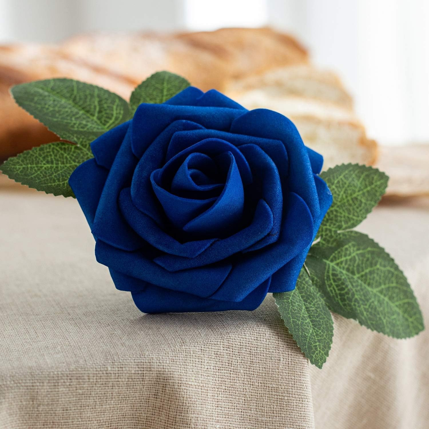 25pcs Artificial Flower Foam Rose Real Touch Roses Flower Heads with Stem for DI