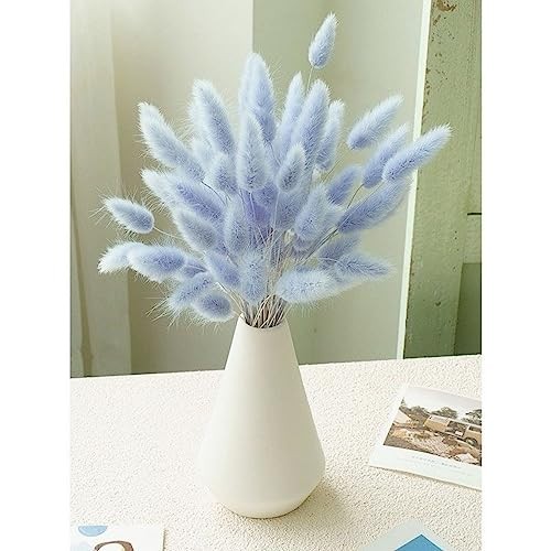 120 PCS Blue Dried Pampas Grass Decor 17-inch Boho Floral Arrangement Bulk Set