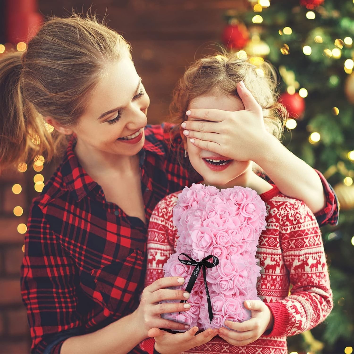 Enchanting Rose Bear Gift Set for Mother’s Day with Heart Balloon & Lights
