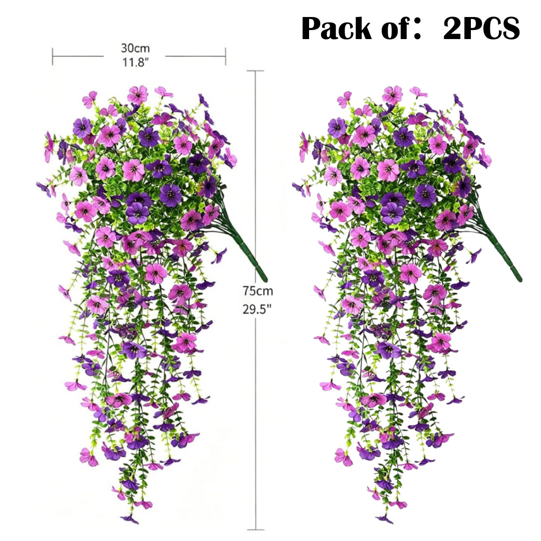 6× Artificial Hanging Flowers for Outdoors Faux Plants Porch Decor UV Resistant