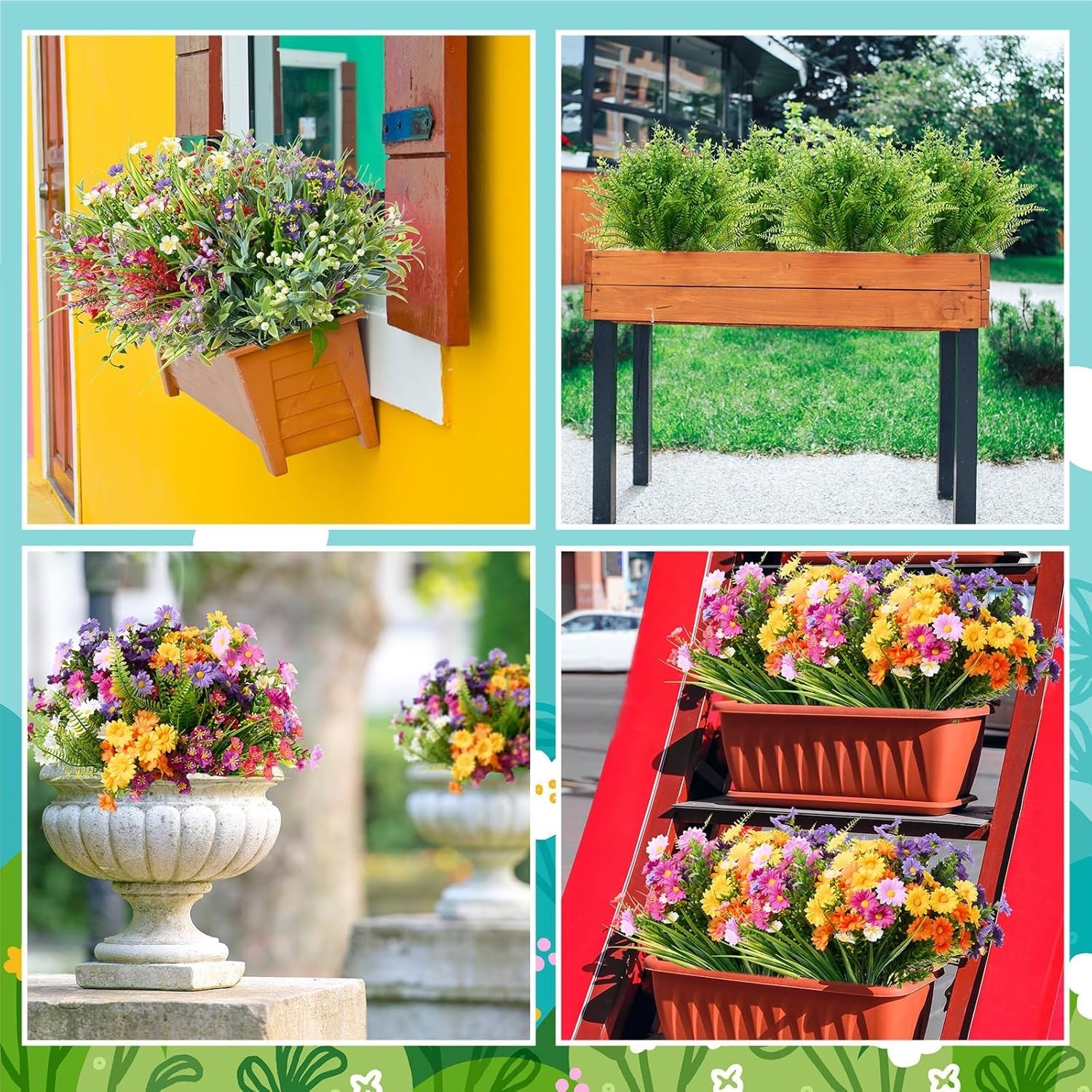 156 Bundles Artificial Flowers for Outdoors Decoration, Fake Flowers Plants Plas