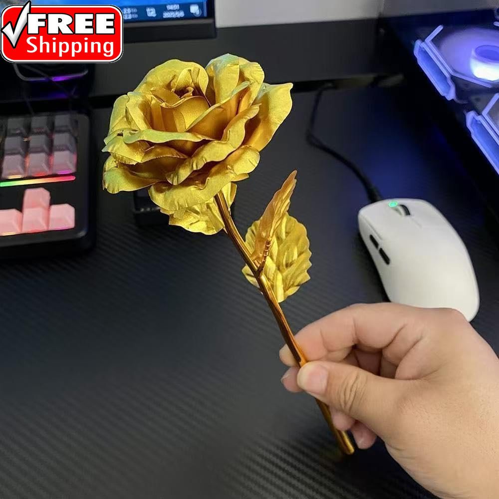 Gold Dipped Rose, Eternal Long Stem Golden Rose | Luxurious Romantic Gift for Wo