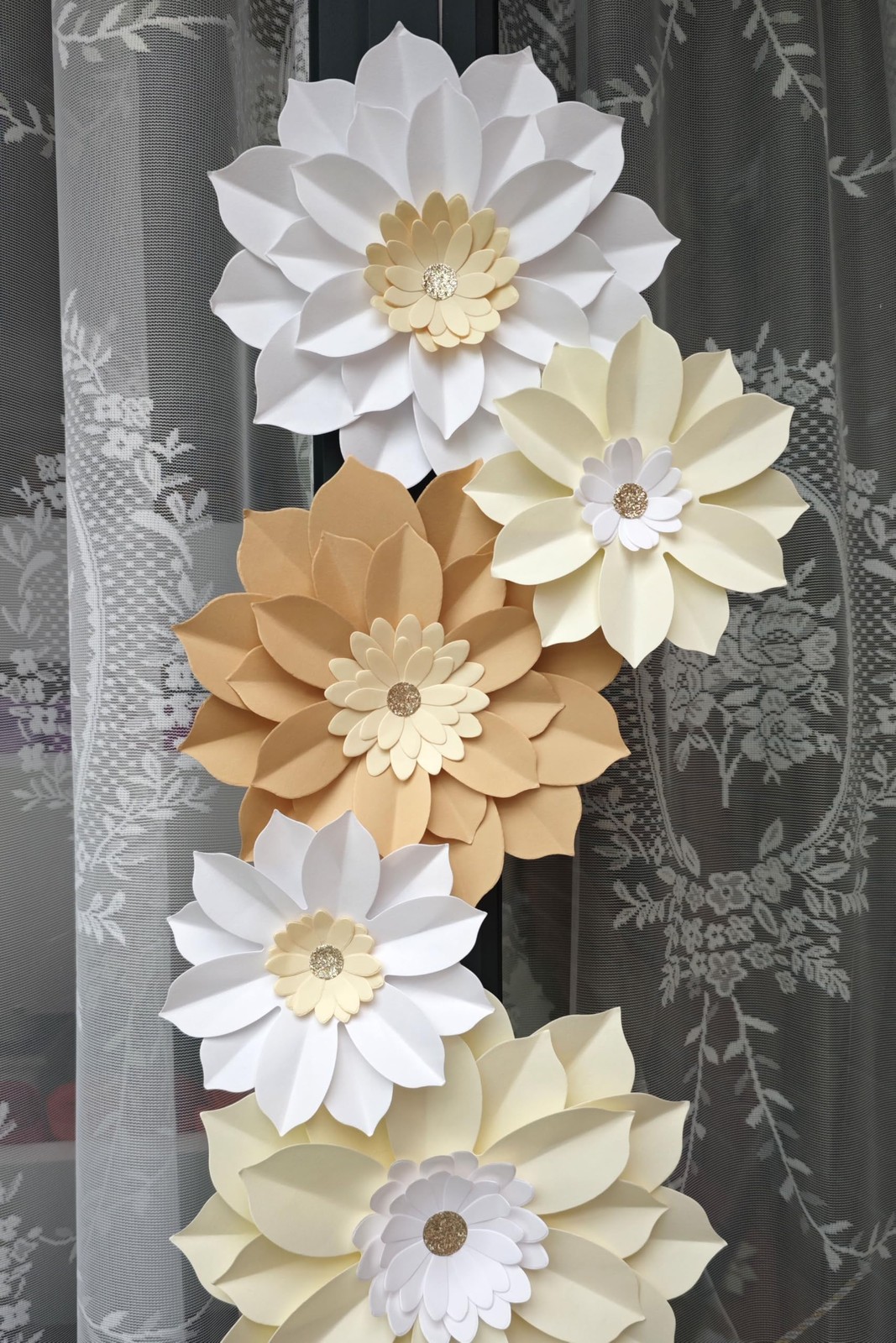 Rustic Wedding Wall Decor- Assorted 6-10 Inch Ivory Cream White Flowers for N…