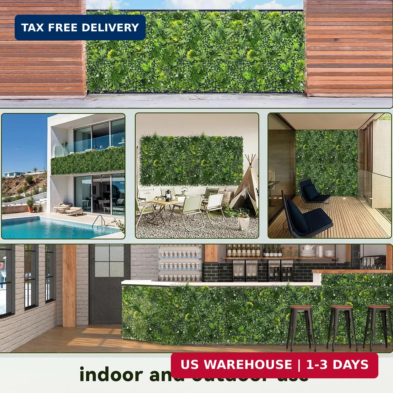 Artificial Grass Wall Boxwood Panel Roll: 40″x120″ UV Resistant | Faux Green Lea