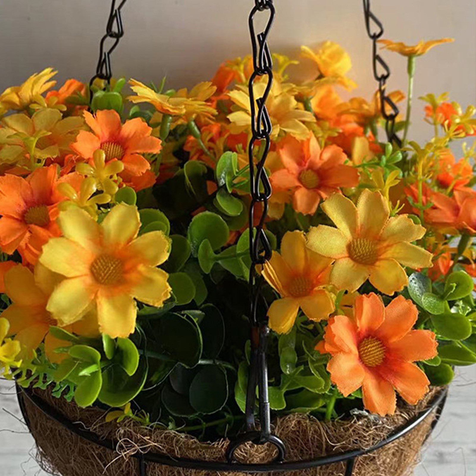 Hanging Flower Basket 2m/6.5ft Cloth Realistic Display Vibrant