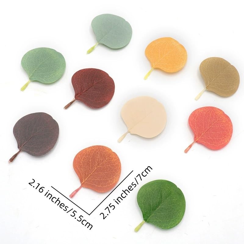 200 PCS Brown Mini Fall Leaves Decor Fake Eucalyptus Crafts Wreath Table Party