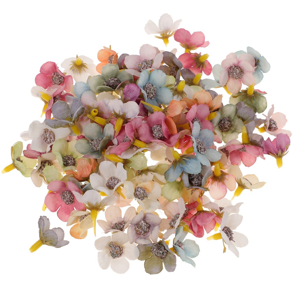 100 Pcs Mini Colored Daisy Fake Flower Flowers Heads For Crafts Baby Artificial