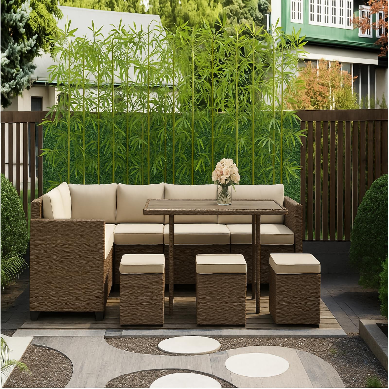 5ft 10 Pack Fake Bamboo, Artificial Bamboo Plants Outdoor