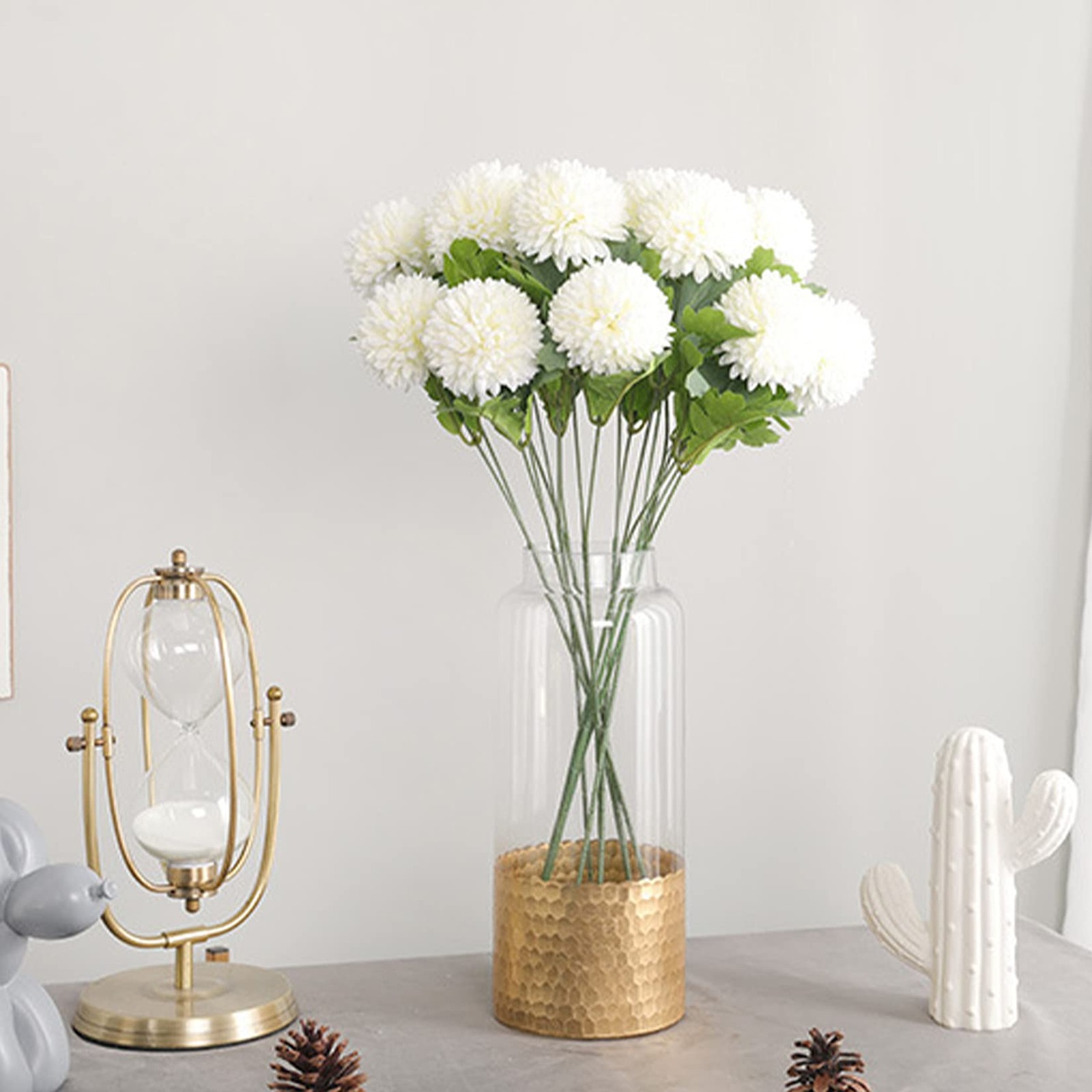 24 Silk Chrysanthemum Head Bouquet White Bouquets Hydrangea,12 Pcs Artificial…