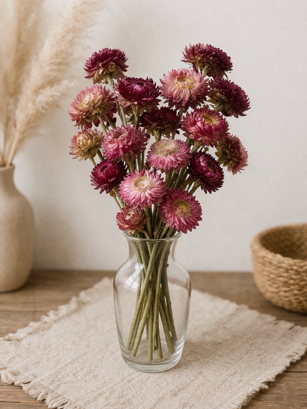 Dried Flower Bouquet Rose Pink Natural Decor Rustic Home Wedding Vase Filler NEW