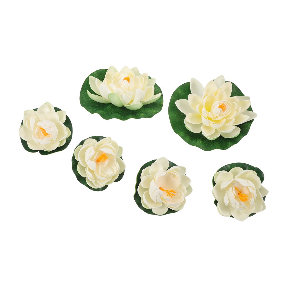 6Pcs Reusable Foam Lotus Flowers Floating Water Lily Pads for Garden Pond Decor