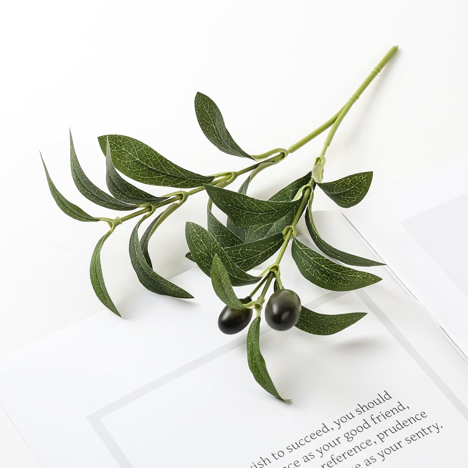 10Pcs Faux Olive Leaves Stems 10” Tall Artificial Plants Olive Tree Branches for
