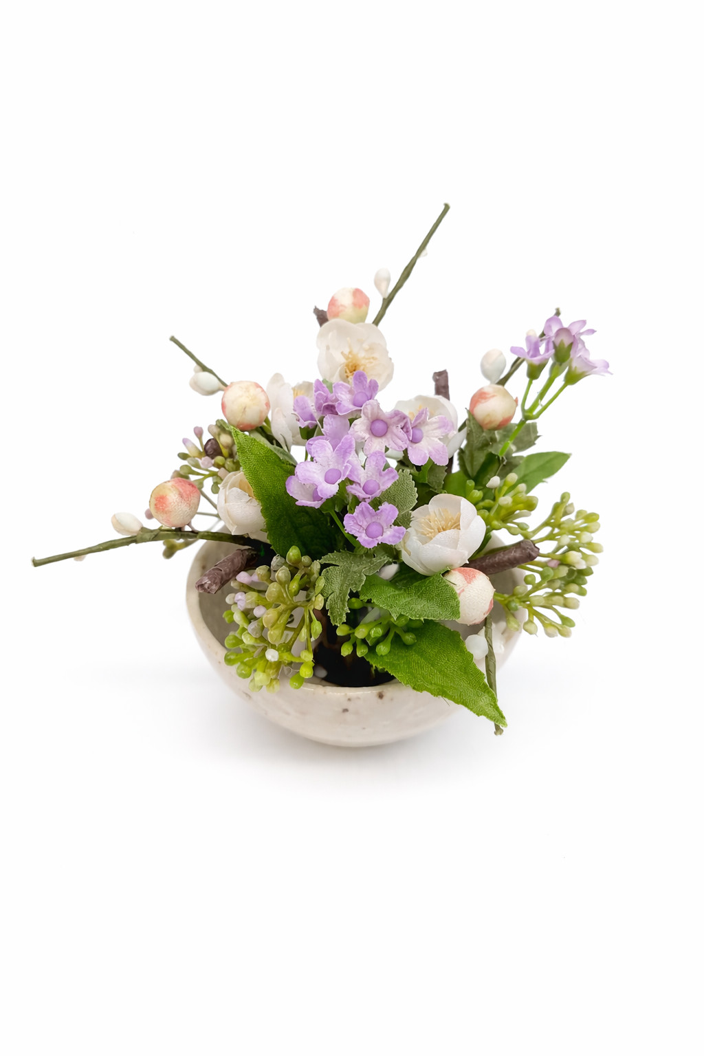 Japanese Mini Ikebana Flower Arrangement 4″ | Small Zen Desk Decor Bowl