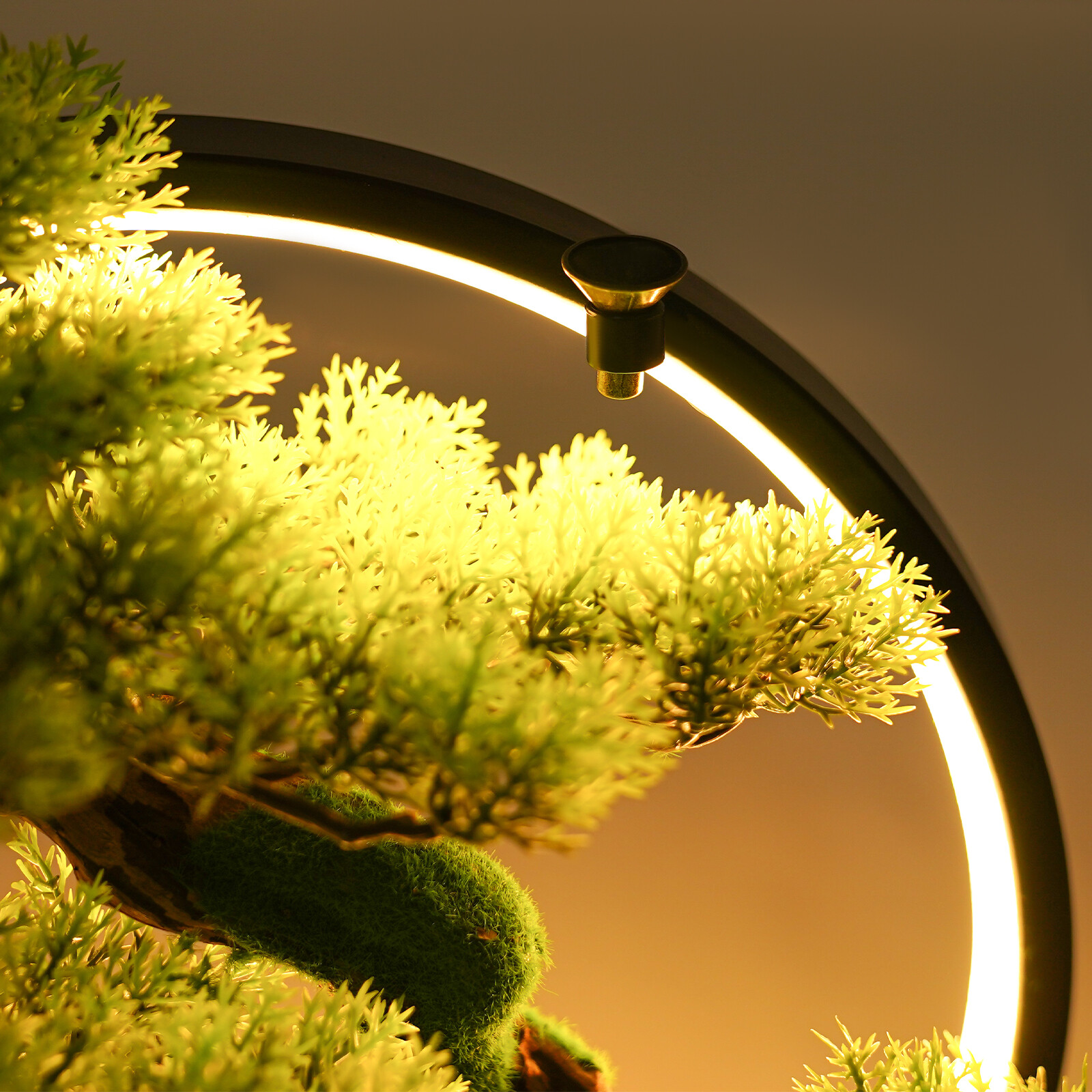 Realistic Simulation Bonsai Artificial Tree with LED Lamp Ring for Home USB 8W