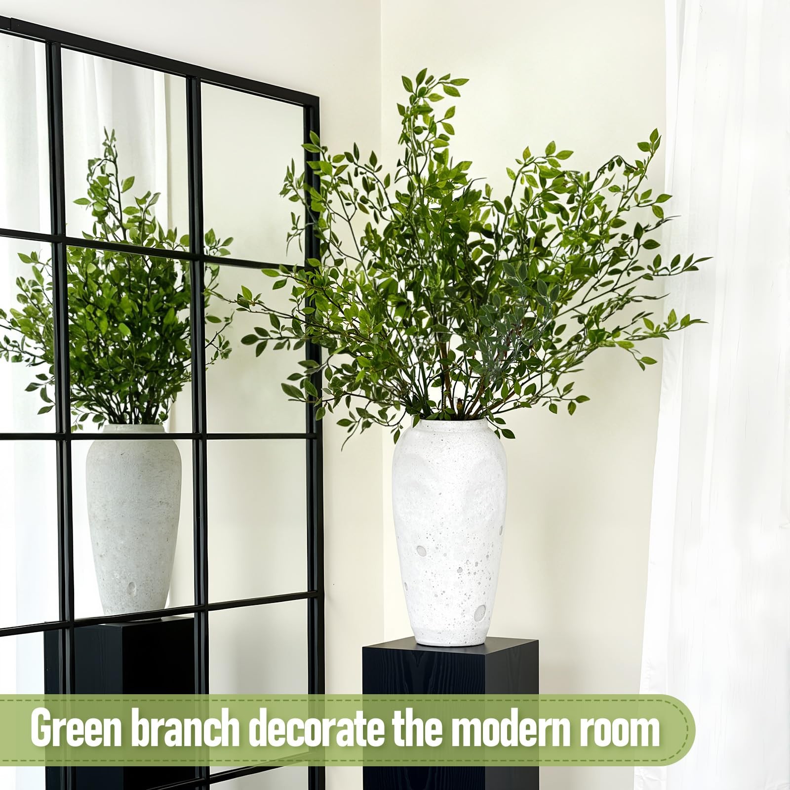 3 Pcs Artificial Greenery Stems 40 Inches Tall Faux Nandina Branches Fake Gre…