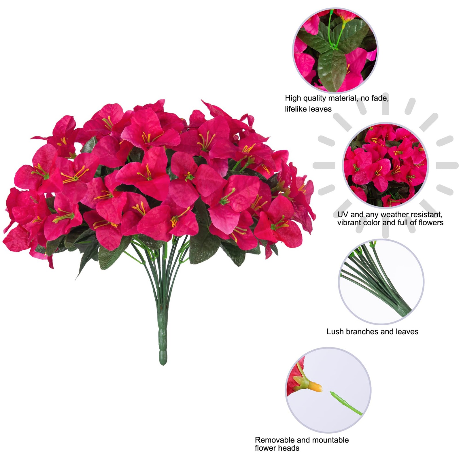 Fake Bougainvillea Artificial Flowers for Outdoors Spring Decor, 4 Bundles Ou…