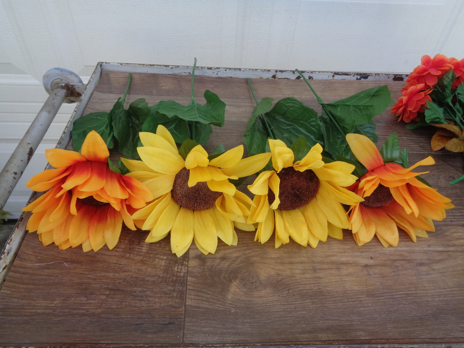 Faux Silk Fall/Autumn Flower Stems – 12″ -20″ – Lot of 9 + Scarecrows