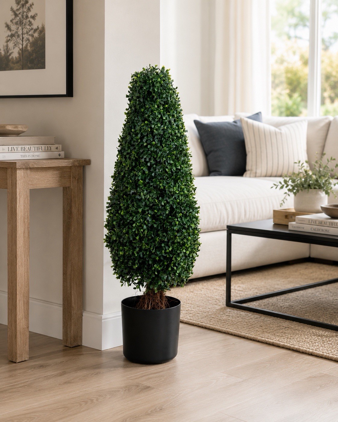 3’ UV Artificial Boxwood Topiary Cone Tree Indoor/Outdoor Home Decor