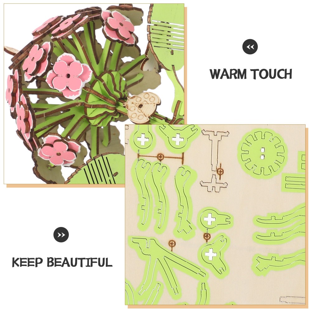 Wooden Hydrangea Bouquet Puzzle Kit Desktop Flower Model Building Set