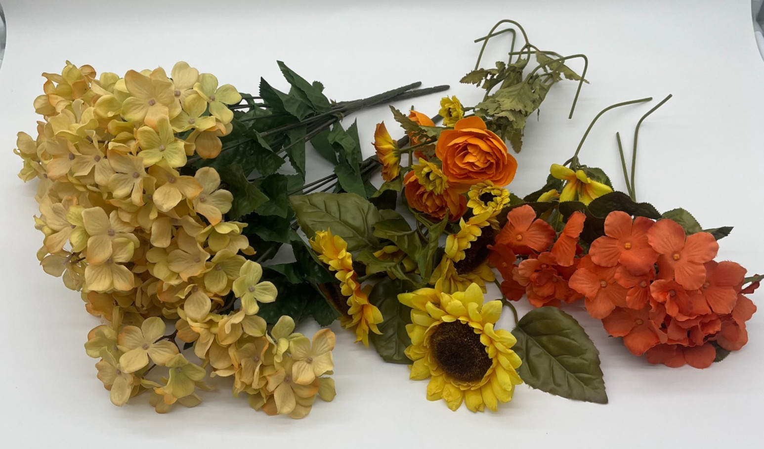 Lot of 12 Artificial Flowers / Plants For Decoration Yellow and Orange