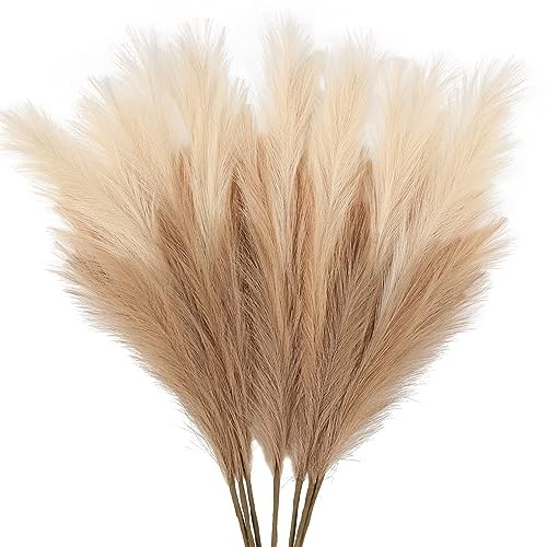 7-Pcs 38″/3.1FT Faux Pampas Grass Large Tall 38in 7pcs Beige & Coffee & Brown