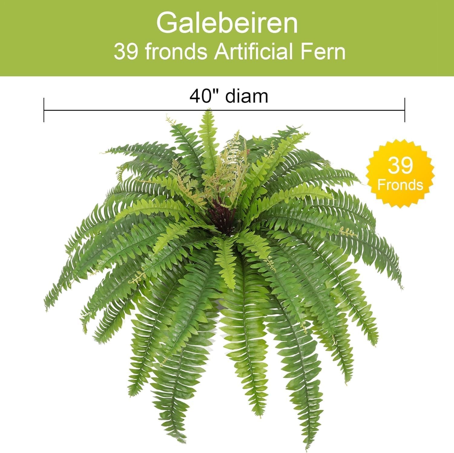 Artificial Ferns for Outdoors & Indoors, 40in Large Faux Ferns 39 Fronds Fake Bo