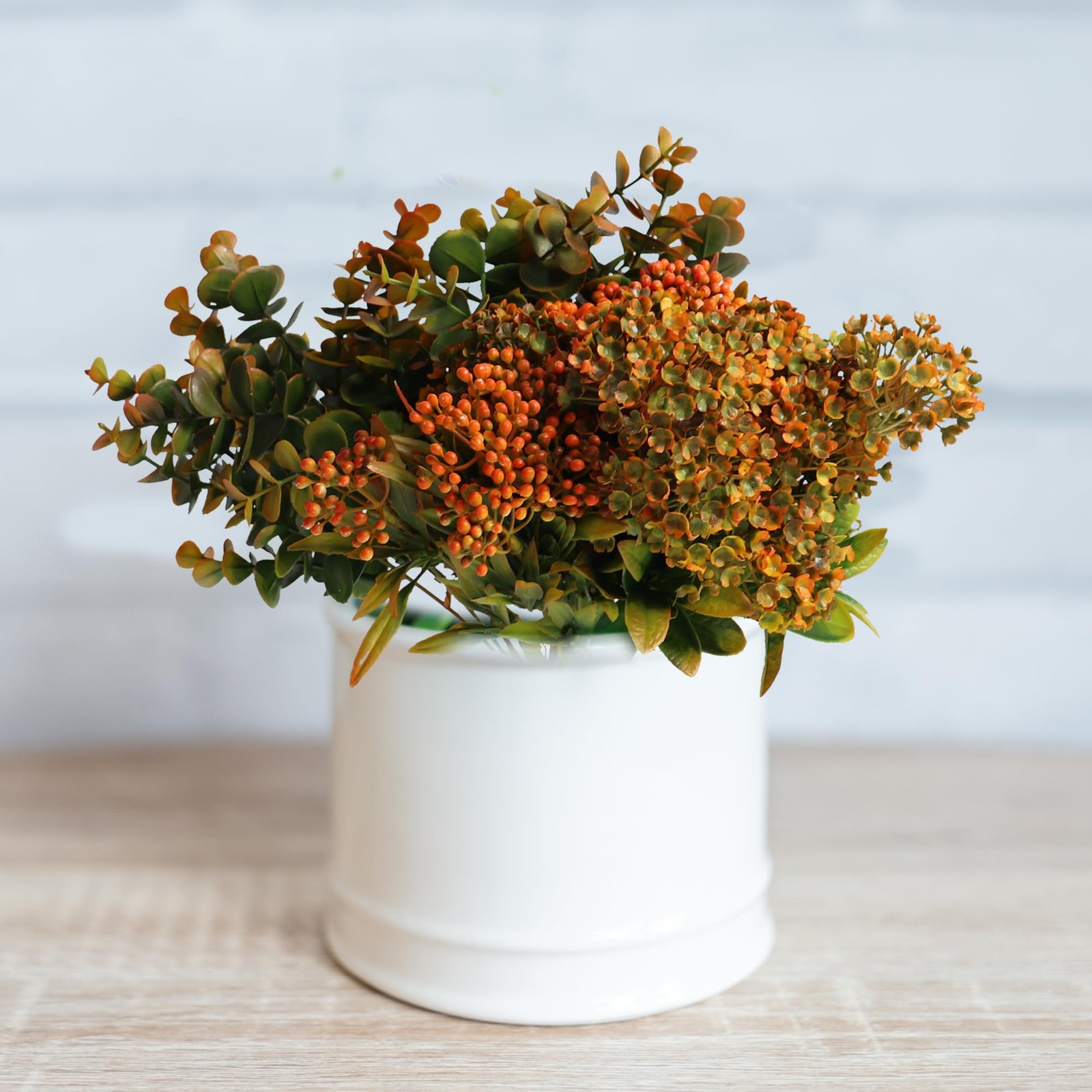 Artificial Fall Flowers Mums Outdoor – 6 Bundles Fake Plants No Fade Faux Pla…