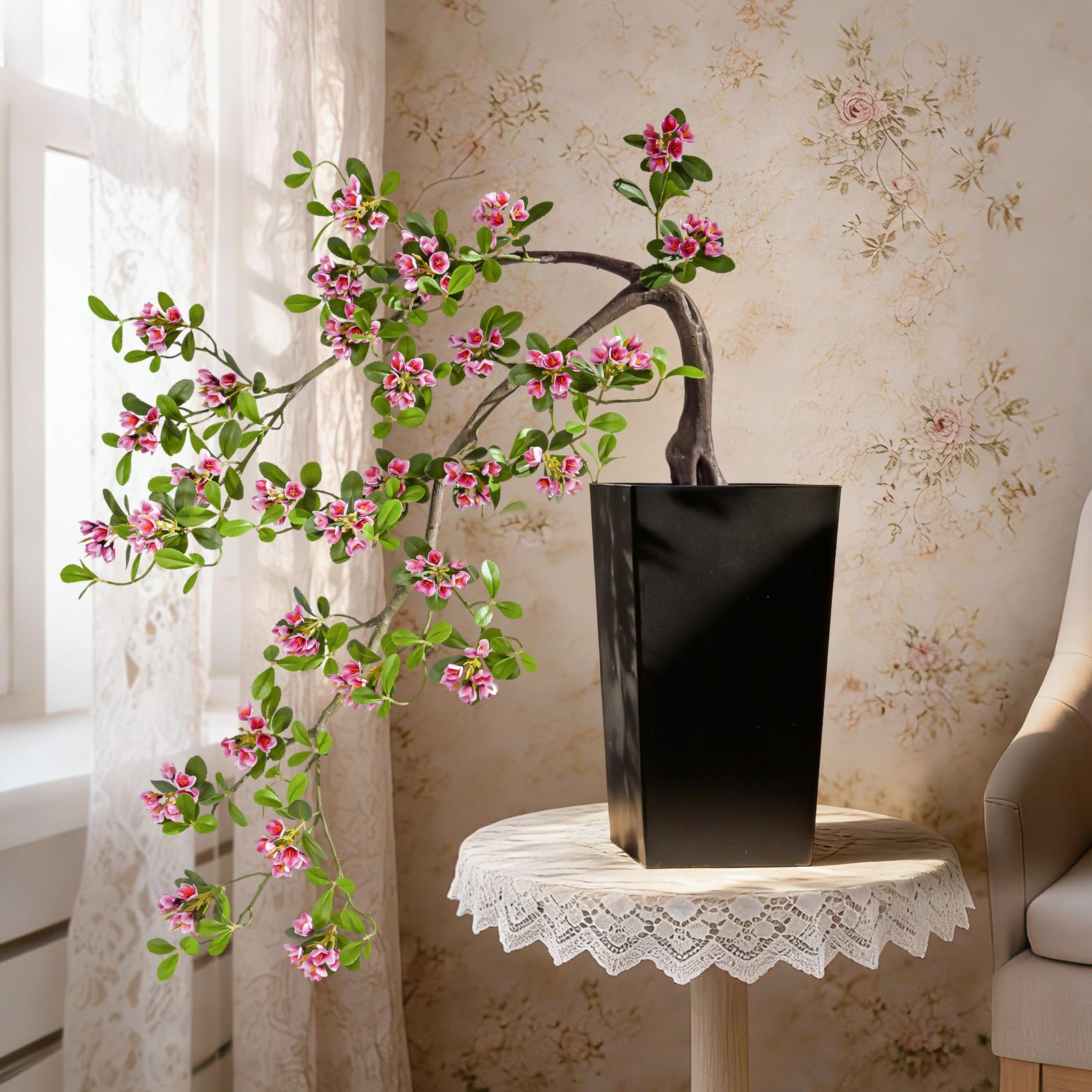 Large Artificial Bonsai Tree Artificial Flowering Tree Indoor Faux Decorative…