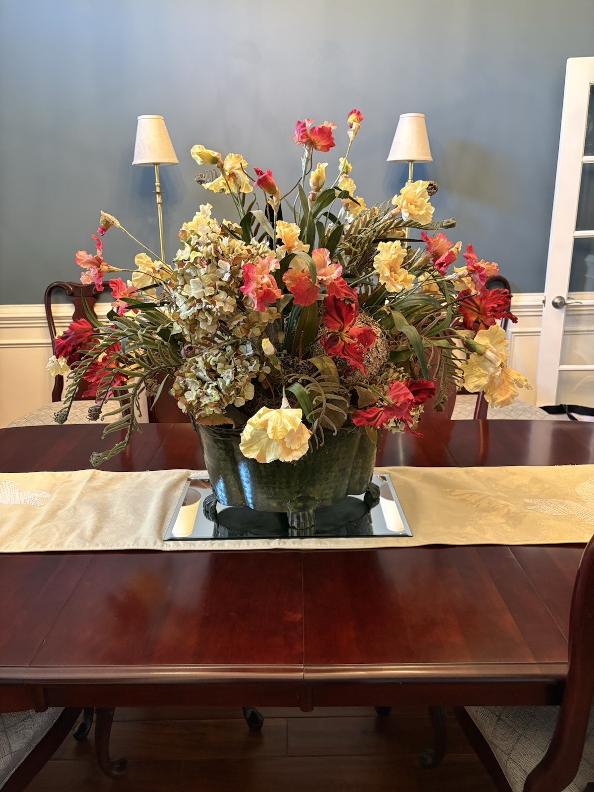 Large 38” Custom Silk Floral Centerpiece Dining Table Home Decor