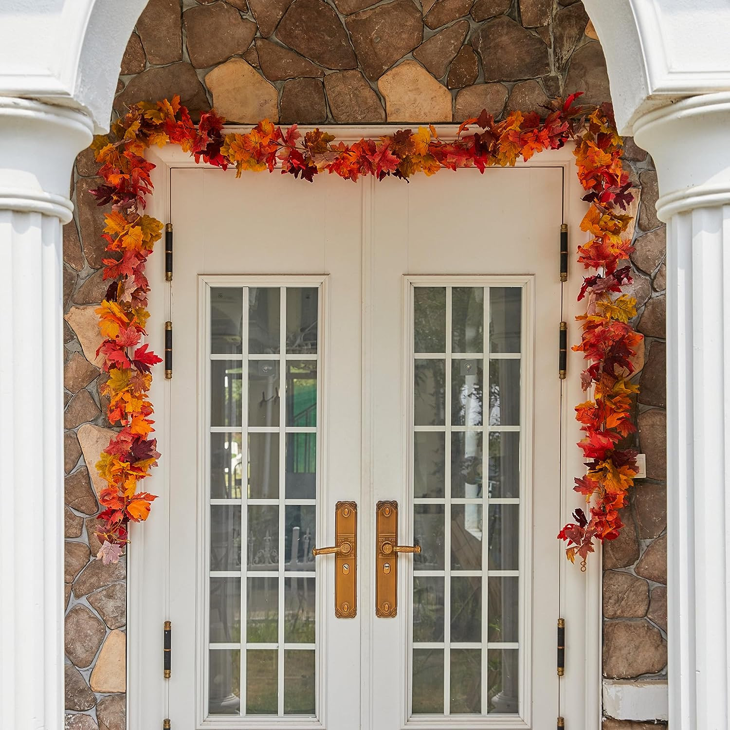 6PCS Fall Maple Leaves Garland, Party Joy 5.6Ft Artificial Maple Leaf Autumn Gar