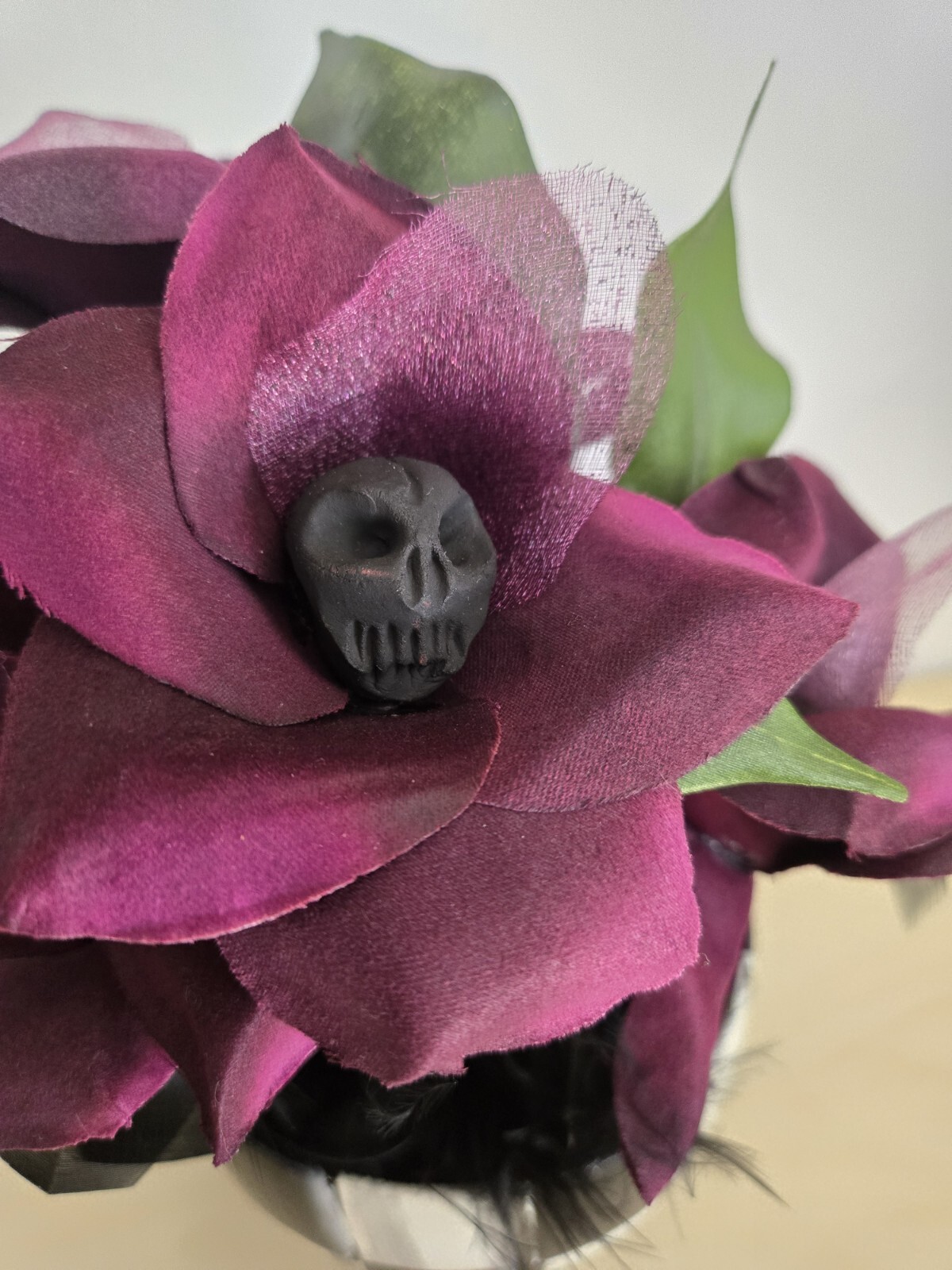 My Own Checkerboard Inspired Halloween Skull Bouquet Courtly Ribbon Bow