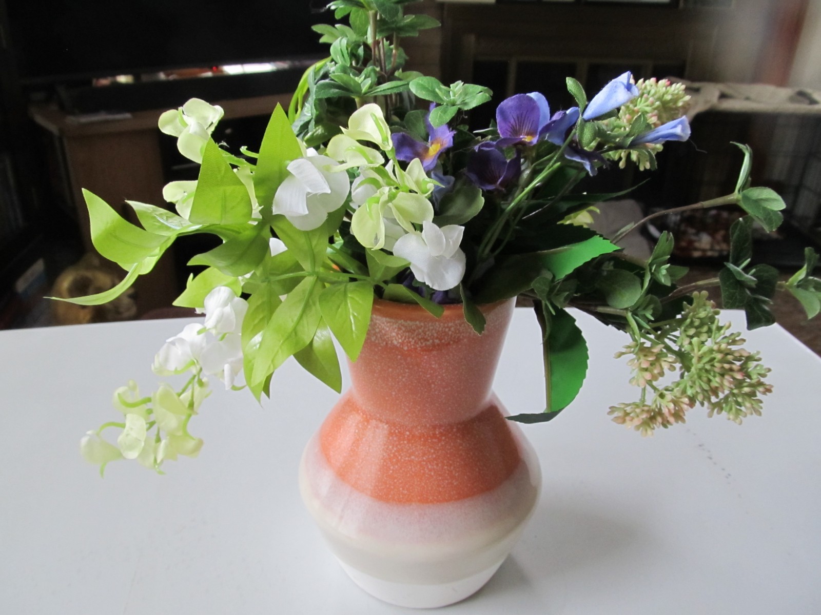 Faux Floral Arrangement With 7 Inch Pink Reactive Ceramic Vase Target 2018