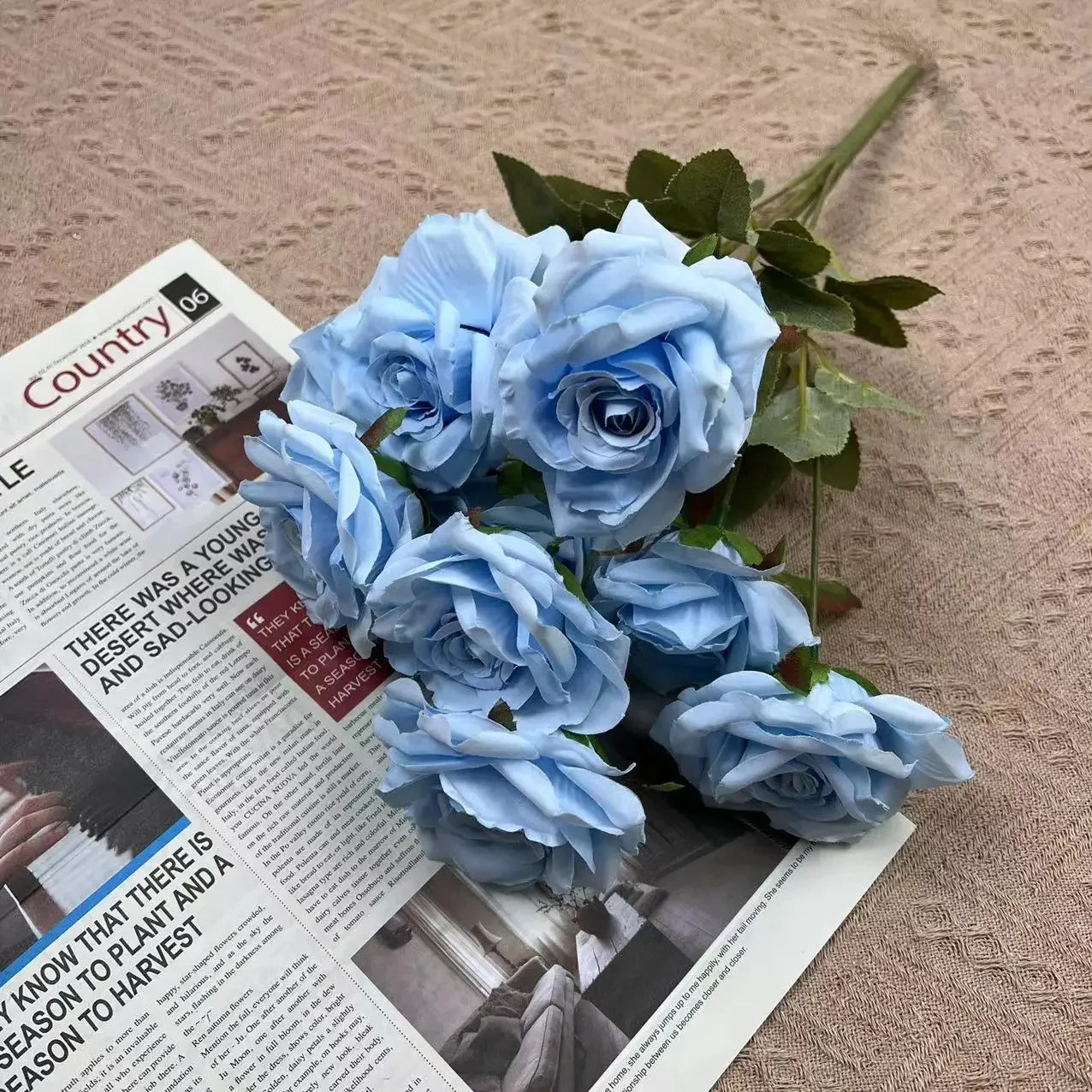 9 Head Diamond Roses European Artificial Flowers Home Wedding Rose Wedding Hotel
